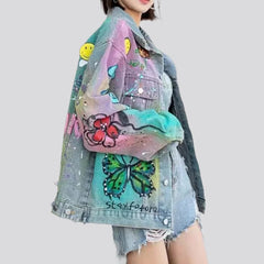 Chaqueta vaquera pintada con manchas de neón