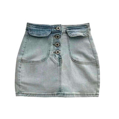 Body con buttoned denim skirt
