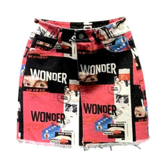 Jeansrock mit farbigem Journal-Print