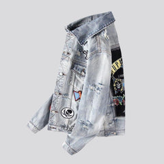 Patched patchwork men denim jacket