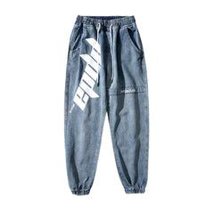Streetwear-Jogginghose aus weißem Denim mit Print