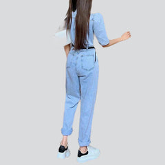 Short sleeve loose denim overall