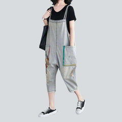 Jeans-Strampler mit Zwergenstickerei für Damen