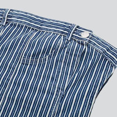 Vestido vaquero mini sin tirantes a rayas