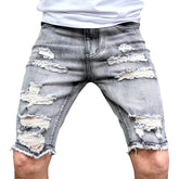Vintage grey distressed denim shorts