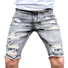 Pantalones cortos vaqueros desgastados de color gris vintage
