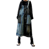 Vintage color block denim dress