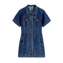 Vestido vaquero mini casual de corte entallado