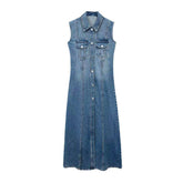 Vestido largo de jeans para mujer