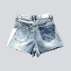 Mehrlagige Patchwork-Jeansshorts für Damen