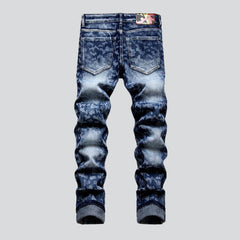 Print wash jeans for men