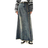 Falda vaquera lijada para mujer