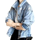 Sequin embellished women denim jacket