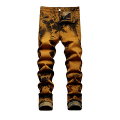 Orange over-dyed men jeans