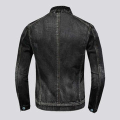 Chaqueta vaquera negra estilo motero para hombre