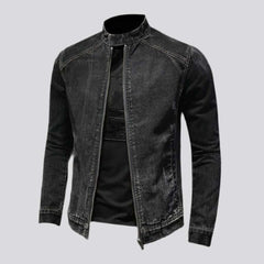 Chaqueta vaquera negra estilo motero para hombre