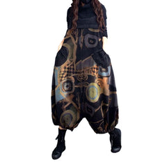 Trendy print black denim dungaree