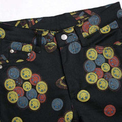 Color bubble print men jeans