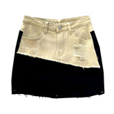 Minifalda vaquera de patchwork en capas