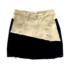 Minifalda vaquera de patchwork en capas