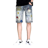 Zerrissene Jeansshorts mit Mikroprägung