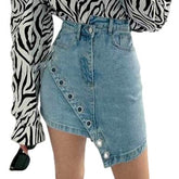 Falda vaquera irregular con estilo para mujer