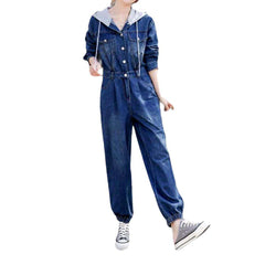 Hooded urban women denim overall