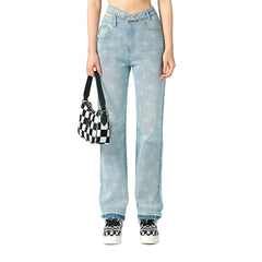 Vaqueros rectos estampados para mujer