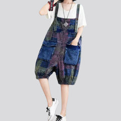 Jeans-Strampler mit Buchstabenmuster für Damen