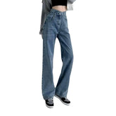 Wide-leg women stonewashed jeans