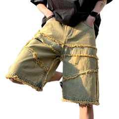 Vintage baggy patchwork denim shorts