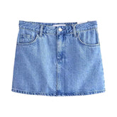 Straight cut mini denim skirt