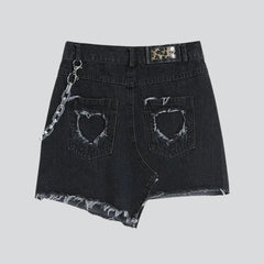 Falda pantalón vaquera asimétrica con bajo sin rematar