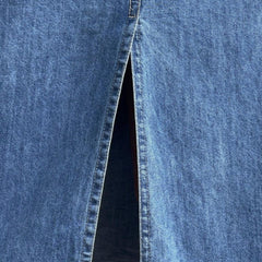 Thin denim dress with drawstrings