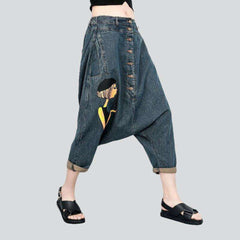 Haremshose aus Denim mit Knopfleiste