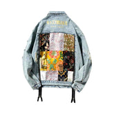 Distressed back painted denim jacket