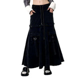 Falda vaquera desmontable con cordones