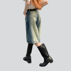 Jeansshorts im Retro-Farbblockdesign