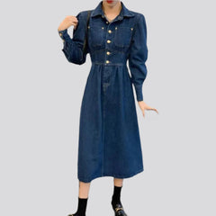 Vestido vaquero largo de mujer con lavado medio