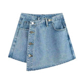 Falda pantalón vaquera asimétrica con botones