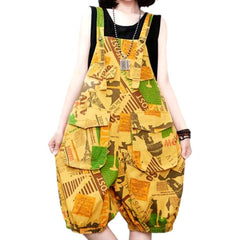 Farbig bedruckter Jeans-Strampler