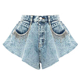 Ausgestellte Jeansshorts mit weitem Bein