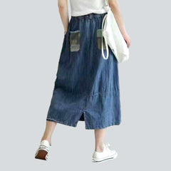 Jeansrock mit elastischer Taille und bemaltem Muster