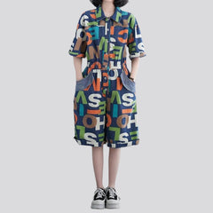 Jeans-Overall mit Buchstaben-Print für Damen