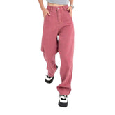 Vaqueros holgados de mujer color fucsia