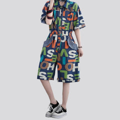 Jeans-Overall mit Buchstaben-Print für Damen