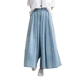 Pantalones vaqueros culotte con lavado claro