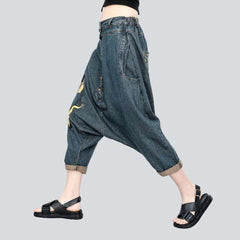 Haremshose aus Denim mit Knopfleiste