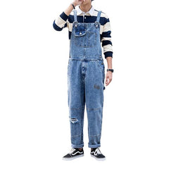 Ripped urban men denim jumpsuit