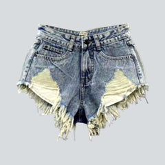 Distressed-Jeansshorts mit niedriger Taille